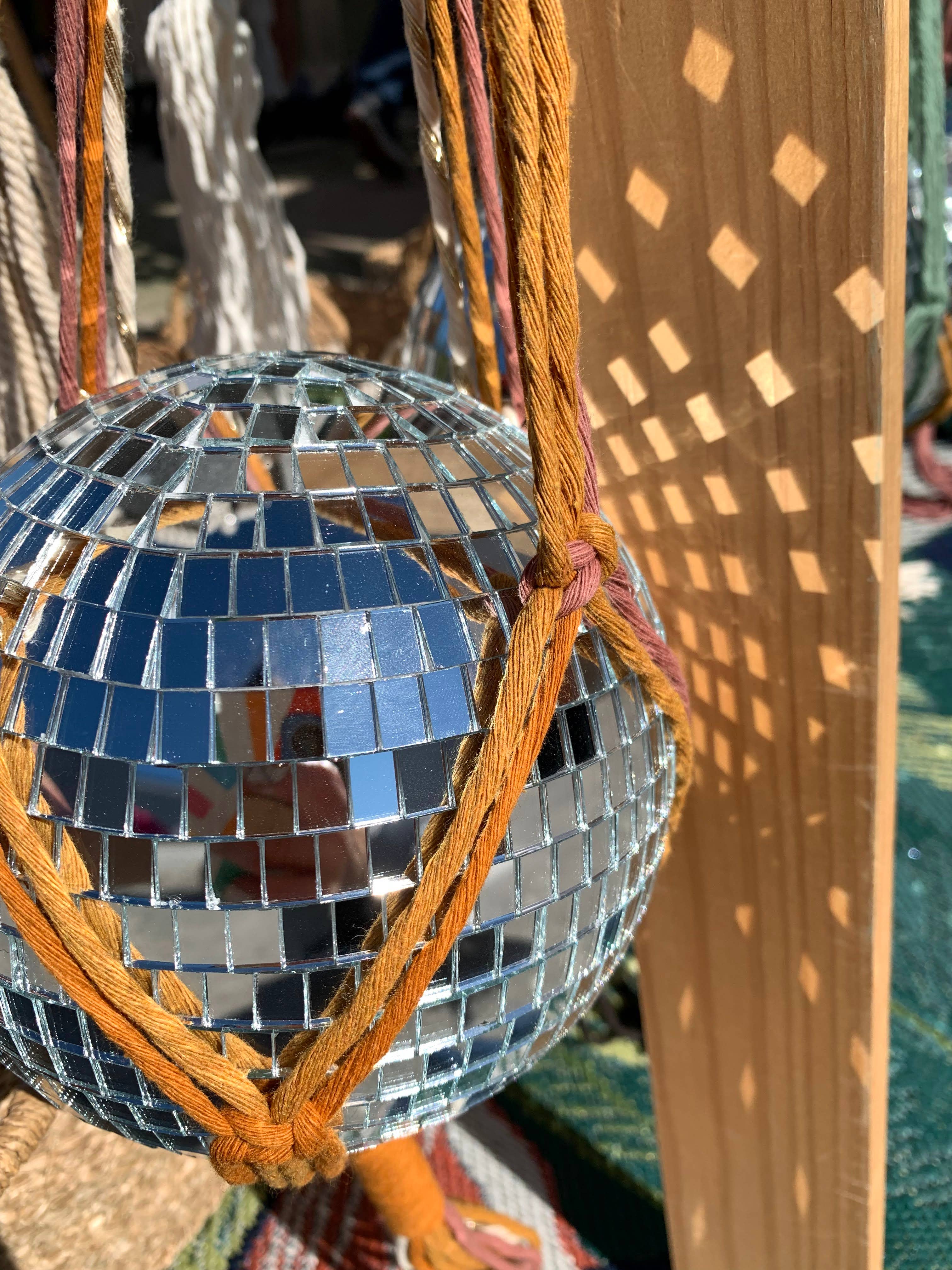 Rosie the Wanderer, Handmade Macramé - Wholesale Mobile - Macrame Disco Ball Hanger - choice of color8