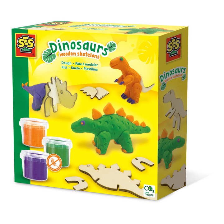 SES CREATIVE Dinosaurs Wooden Skeletons Dough Set, 3 Years a for wholesale by Meroncourt Europe Ltd