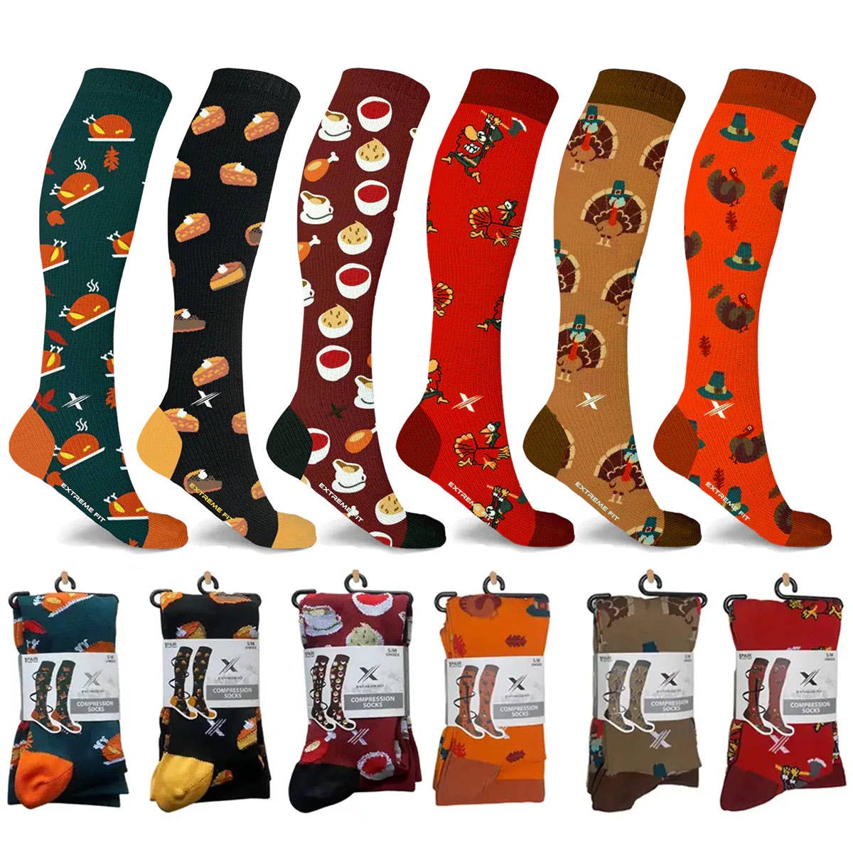 Extreme Fit Wholesale – wholesale Socks – Unisex – NOVELTY COLLECTION COMPRESSION SOCKS - 6 ASST STYLES5