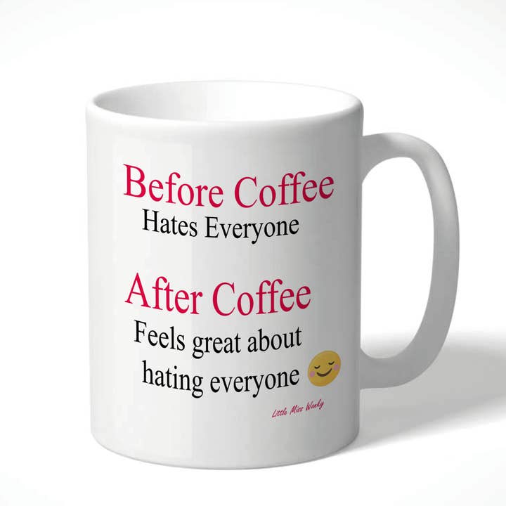Little Miss Cunty mugg före kaffe, efter kaffe LMC MUG05 för wholesale av Cheeky Chops Cards & Wanky Candles