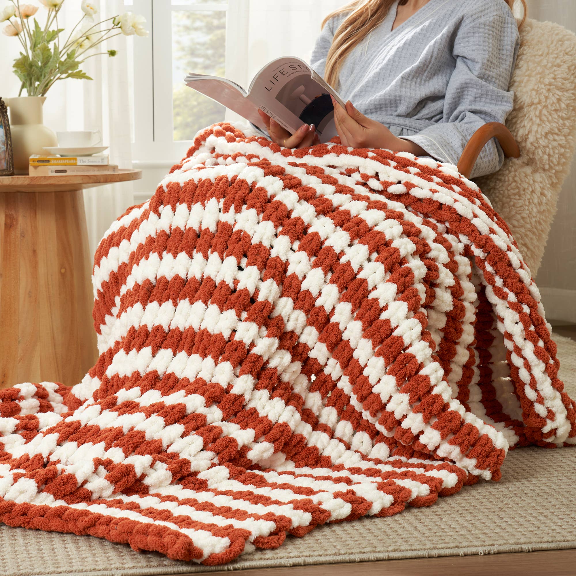 DreamValley - Wholesale Throw Blanket - AH Handmade Chunky Knit Cable Knitted Crochet Blanket14