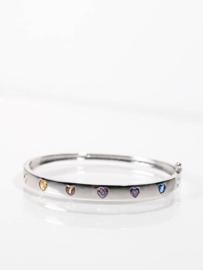 💖 Rainbow Hearts Bangle for wholesale by Little Luxe Charm Co.