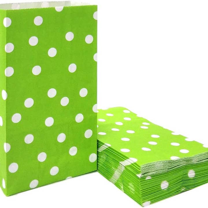 Polka Dot Favor Bags for Party(5.1x3.1x9.4 inch Green 25CT) for wholesale by Wrapaholic Gifts & Packing Company