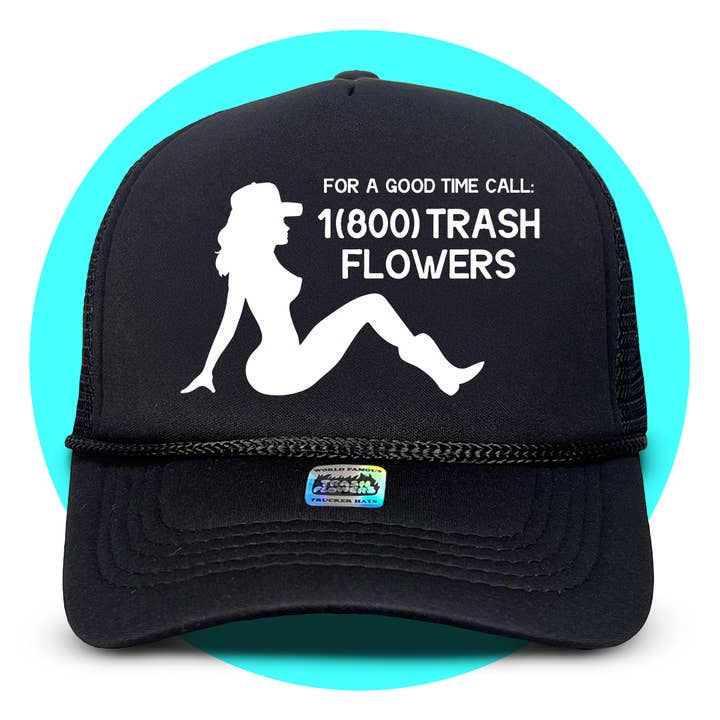 Trash Flowers Trucker Hats – wholesale Trucker hat – Unisex – Trash-Flowers Mud Flap Trucker Hat