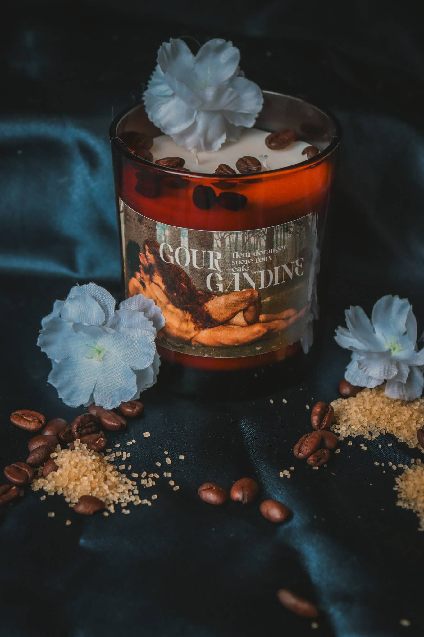 Gourgandine bougies - Wholesale Jar/Filled Candle - Orange blossom sugar coffee message candle, rapeseed wax9