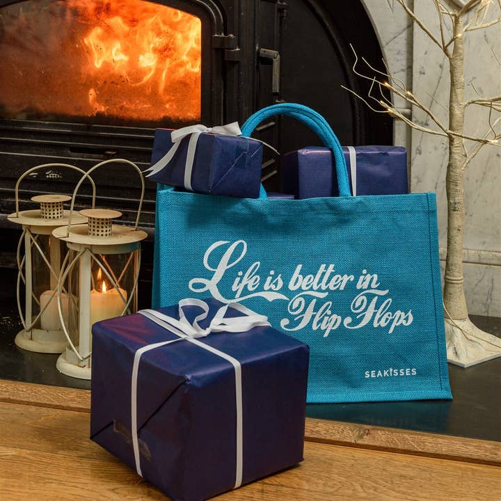 SeaKisses - Vente Tote bag – femme - Life is Better in Flip Flops, jolis sacs en jute dans un choix de couleurs4