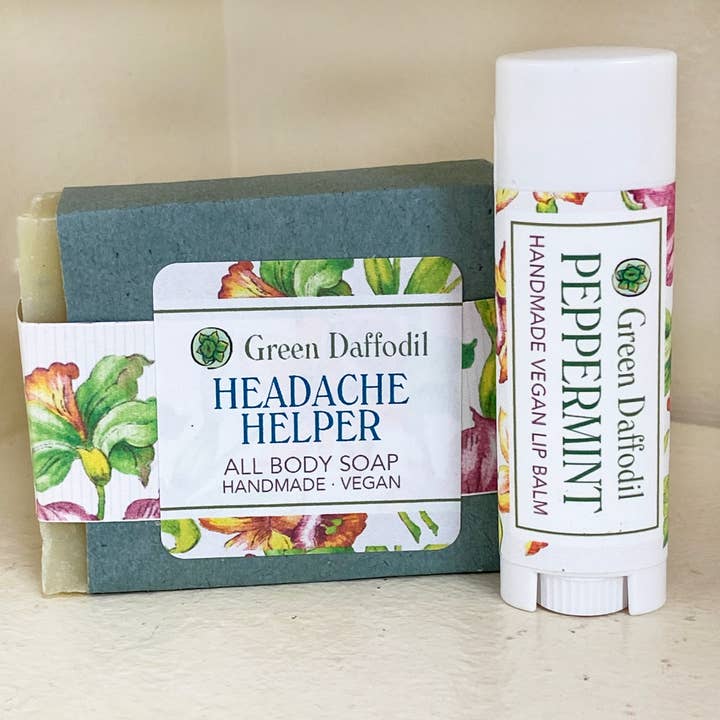Green Daffodil Bath & Body - Wholesale Bath & Body Set - Headache Helper Soap & Lip Balm Dish Kit - Gift Set