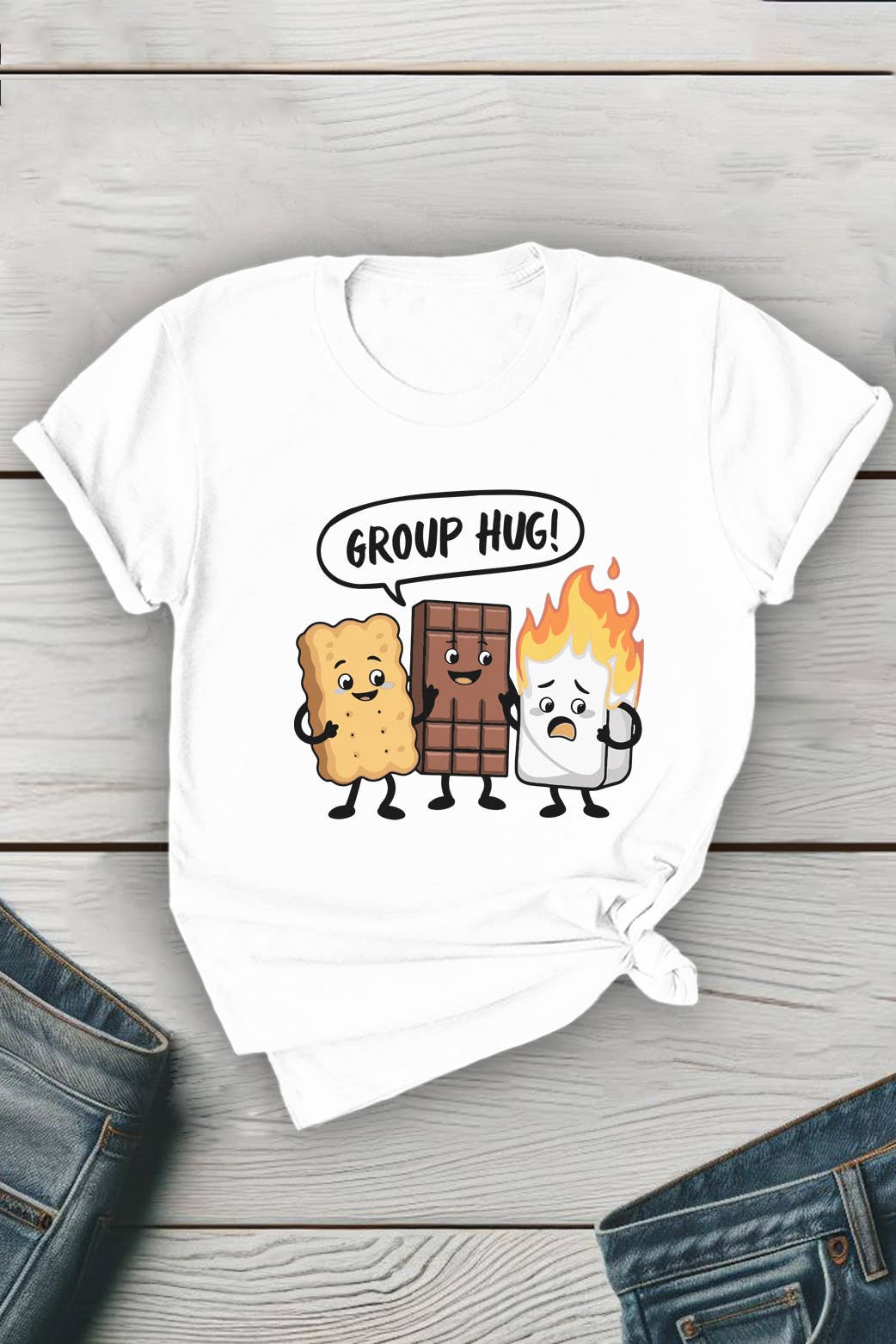 Top Avenue - Wholesale T-Shirt (Graphic) - Unisex - Smores Group Hug Unisex Round Neck Tee0
