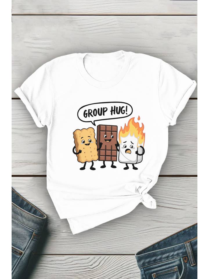 Top Avenue - Wholesale T-Shirt (Graphic) - Unisex - Smores Group Hug Unisex Round Neck Tee