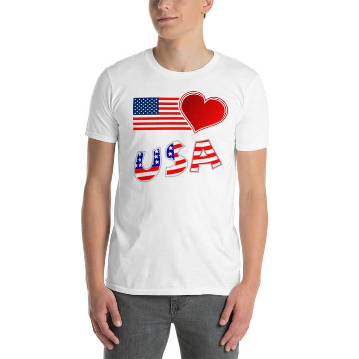 T-shirt unisex USA Heart per la vendita all'ingrosso da parte di Souverista