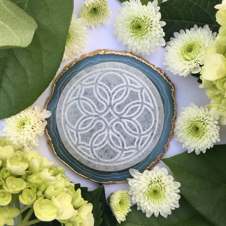 Fractalista Designs - Wholesale Crystal Charging Plate - "Abbey Rose" Selenite Crystal Disk Easter Spring Home Decor