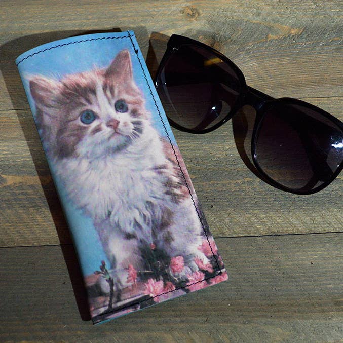 Kitty - Printed Leather Eyeglasses Case for wholesale by backerton