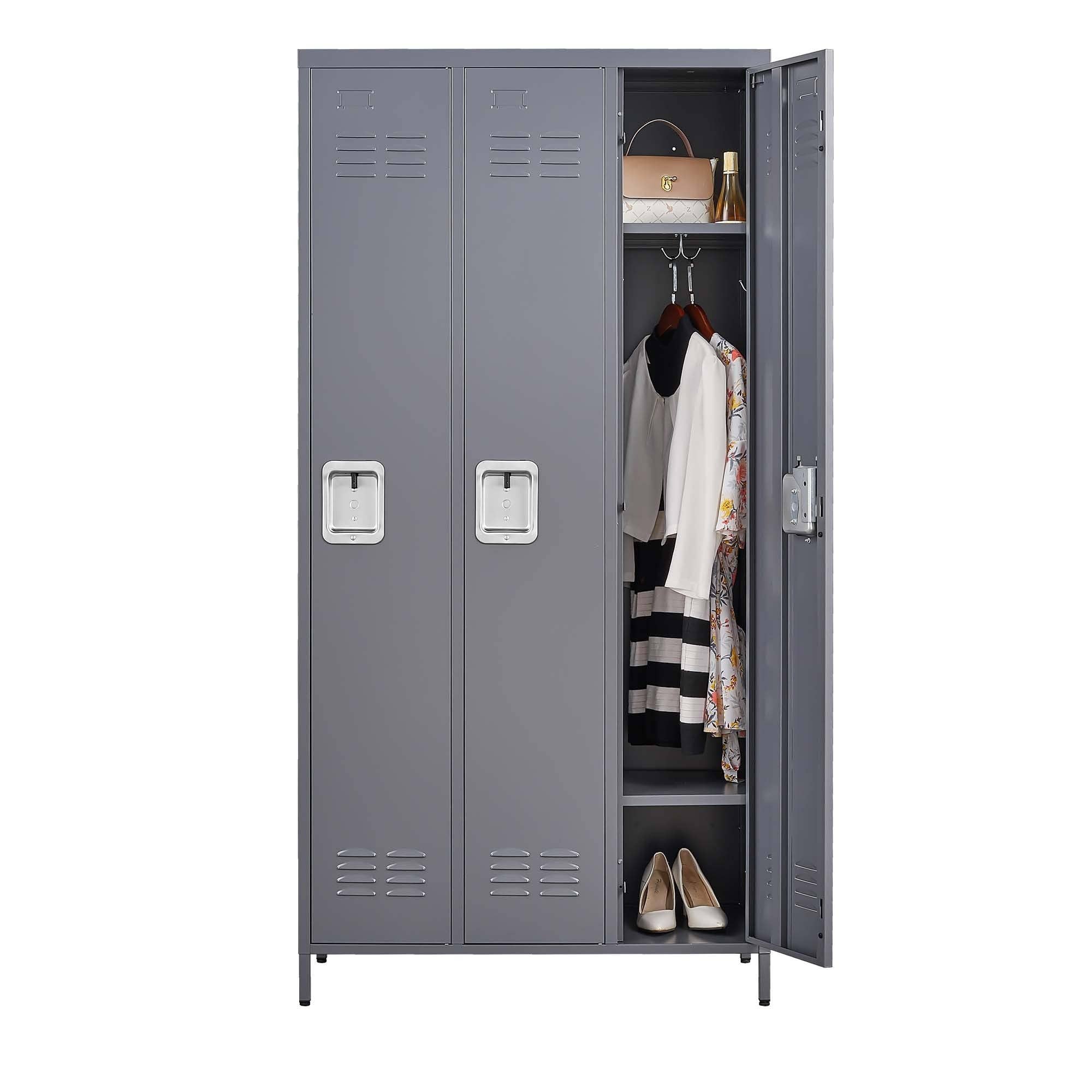 HOMYCASA DESIGN INC - Wholesale Cabinet - 3-Door Metal Lockers Gray Cabinet for Office Gym Home11