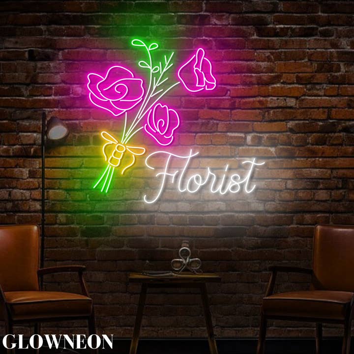 Glow Neon – wholesale Neonskylt – Florist LED-ljus, Blomsterbutik Neon Öppen Skylt, Florist Dekor2