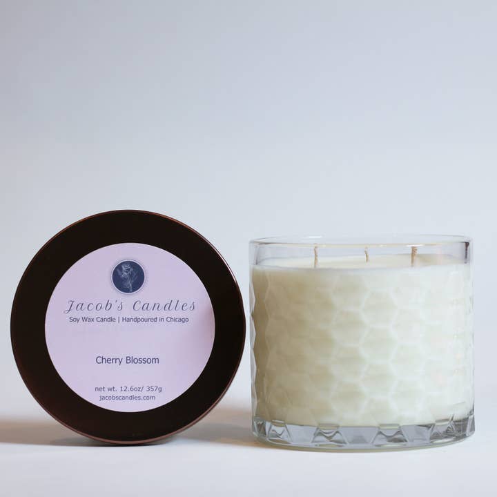 Cherry Blossom | Handgegoten 3-Wick Sojawaskaars voor wholesale door Jacob’s Candles