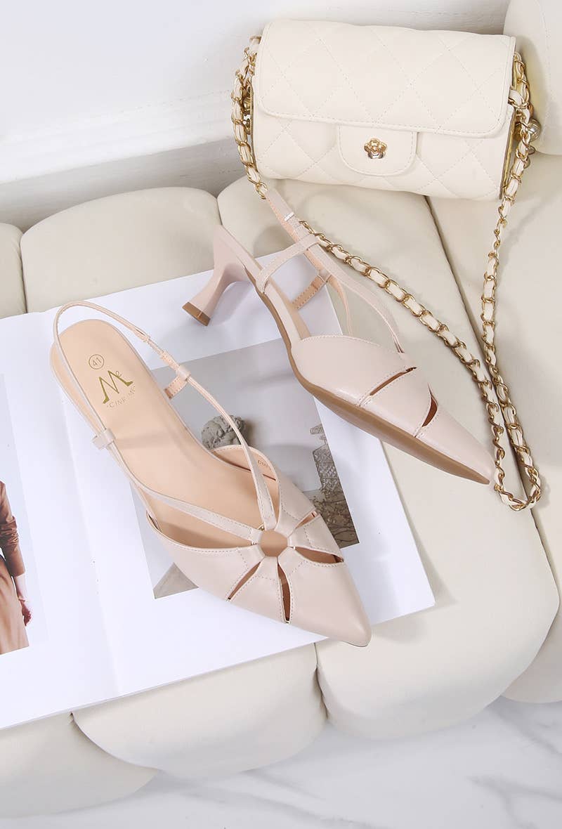 BELLICY / Cink-me - Wholesale Low Heels - Women's - DMF99F-19, Slingback pumps in faux leather with pointed toe and ta4