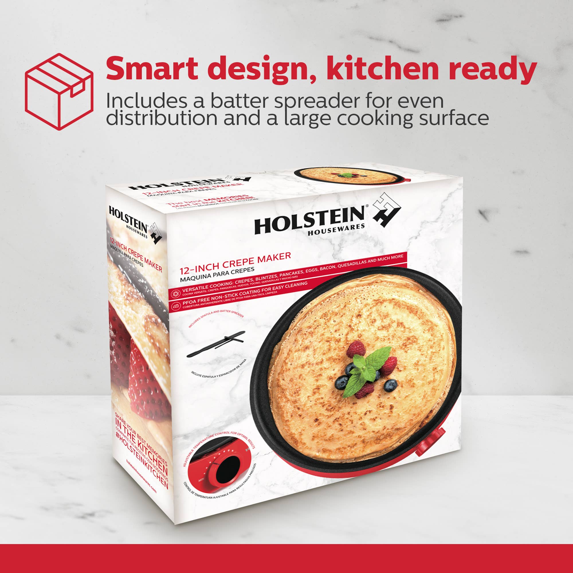 12 inch Red Griddle and Crepe Maker Kitchen Appliance  for wholesale on Faire6