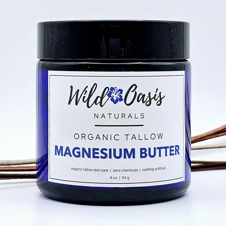 Magnesium Butter - 4 oz - Organic Tallow Magnesium Cream for wholesale by Wild Oasis Naturals
