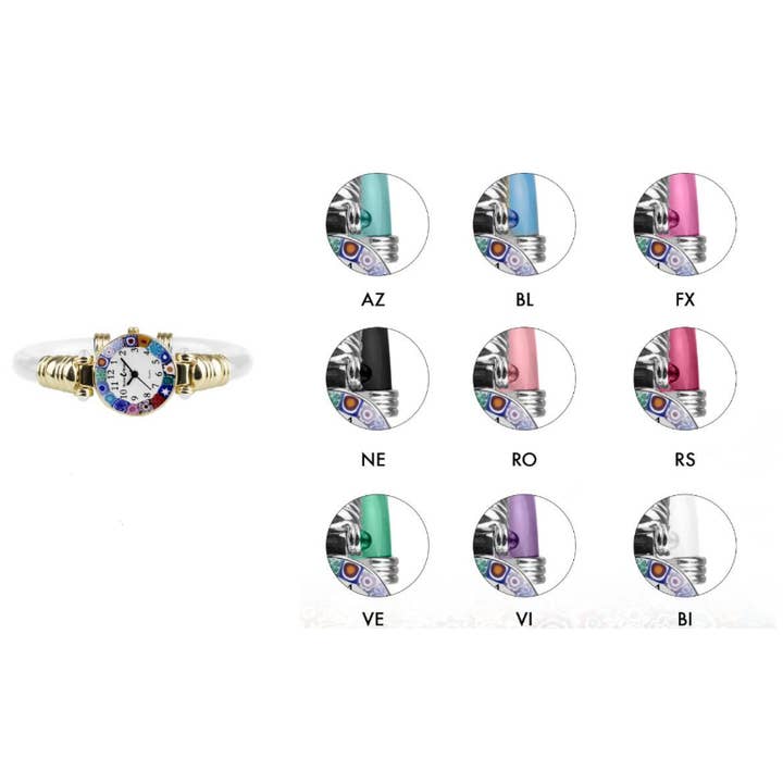 Alice Sturzinger LLC – Großhandel Armbanduhr – Damen – Santa Marta Millefiori Murano Armreifuhr - Verschiedene Farben1