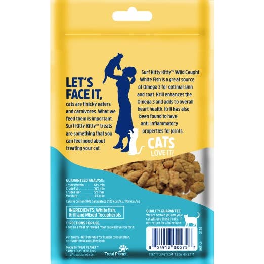 Pet Palette Distribution - Wholesale Pet Treats - Cat - Kitty Kitty Surf Freeze Dried White Fish Treat with Krill