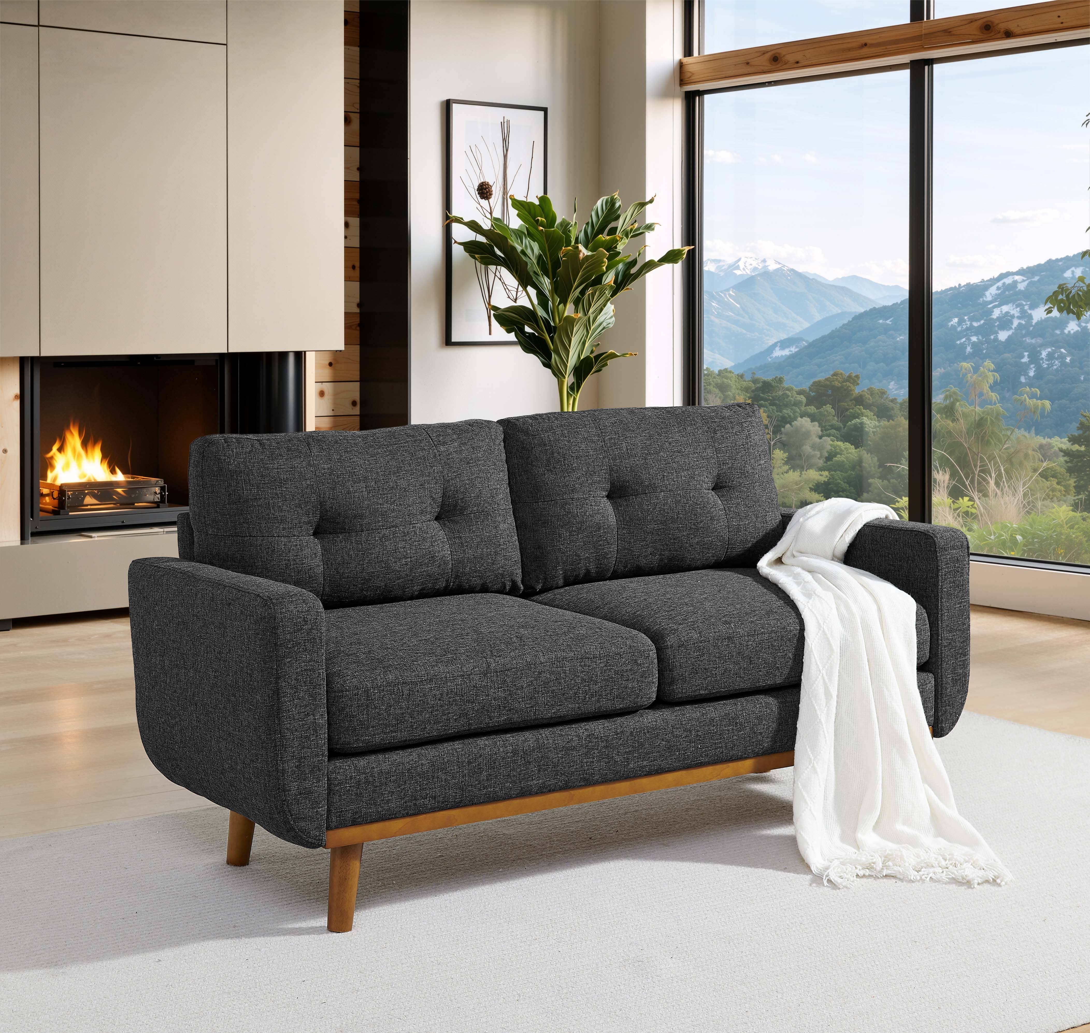 39F Inc. - Vente Canapés - Canapé d'appoint capitonné de 67,7 pouces de style mi-siècle avec pieds en bois49