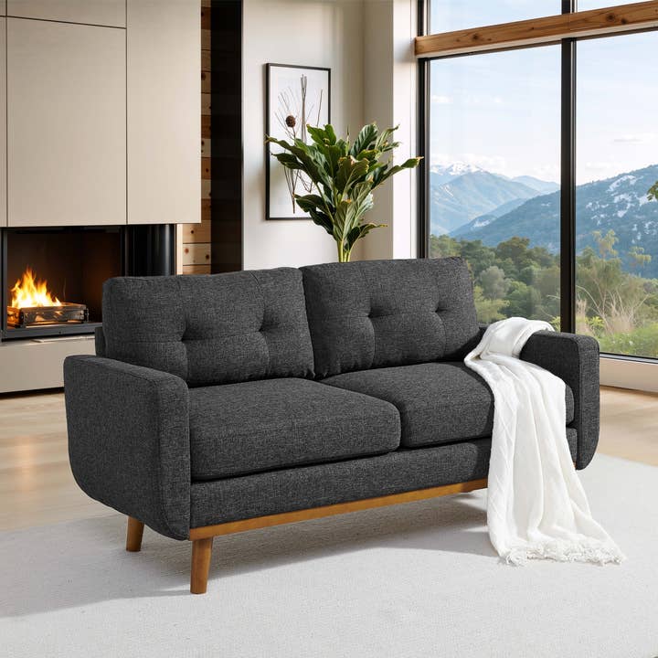 39F Inc. - Vente Canapés - Canapé d'appoint capitonné de 67,7 pouces de style mi-siècle avec pieds en bois49