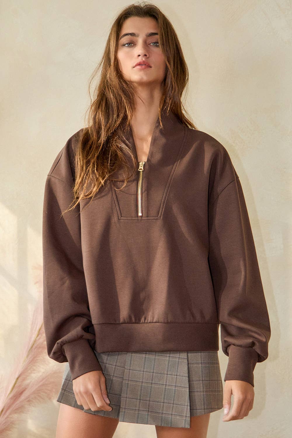 BUCKETLIST INC - Wholesale Sweatshirt - Women's - IT2154 Half Zip-up Scuba Sweatshirts63