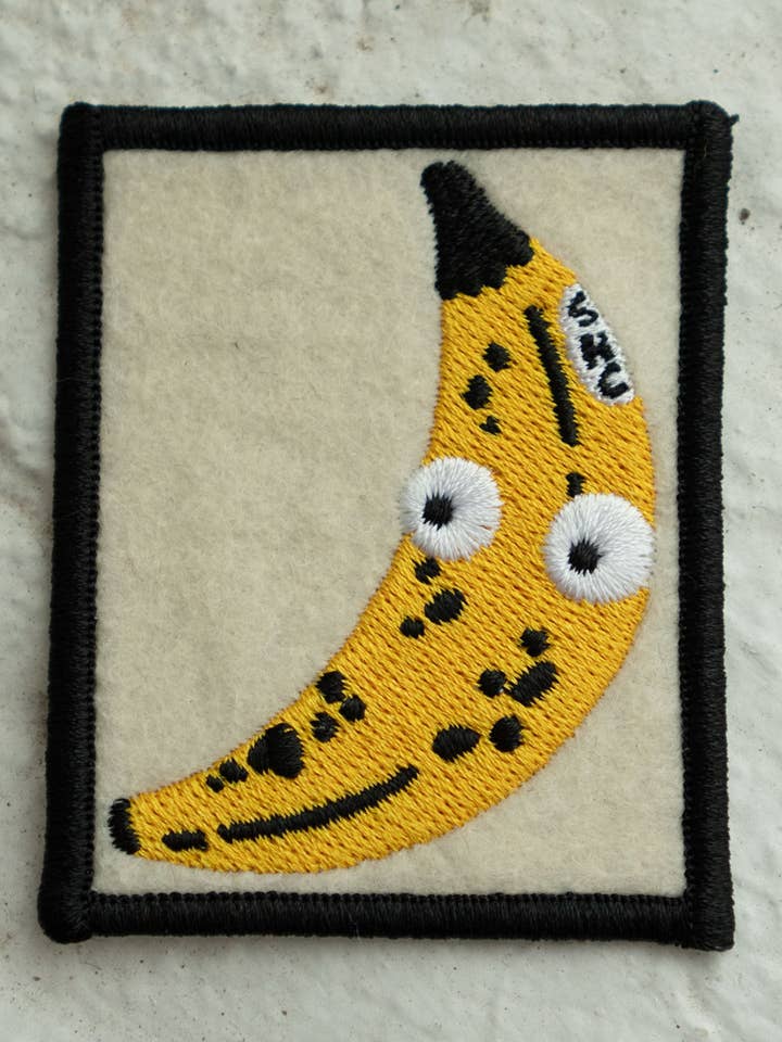Googly Banana Felt Sticky Patch for wholesale by Stay Home Club