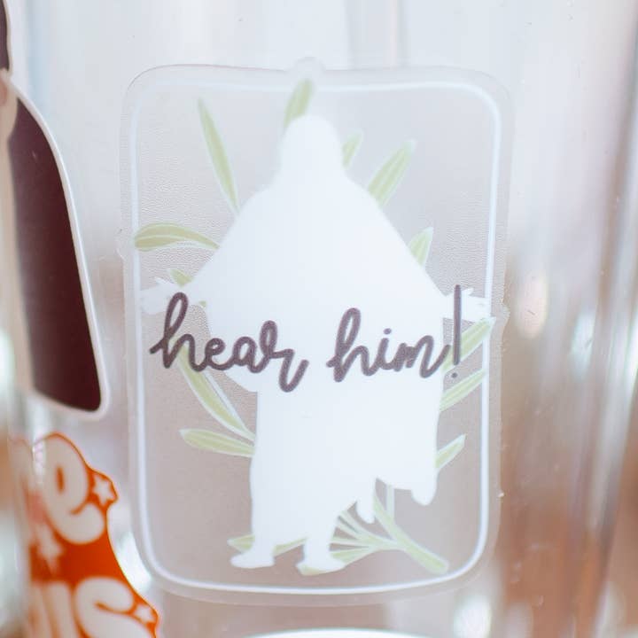 CLEAR Jesus Hear Him Christus Sticker, Inspirational Sticker for wholesale by Daydream Division