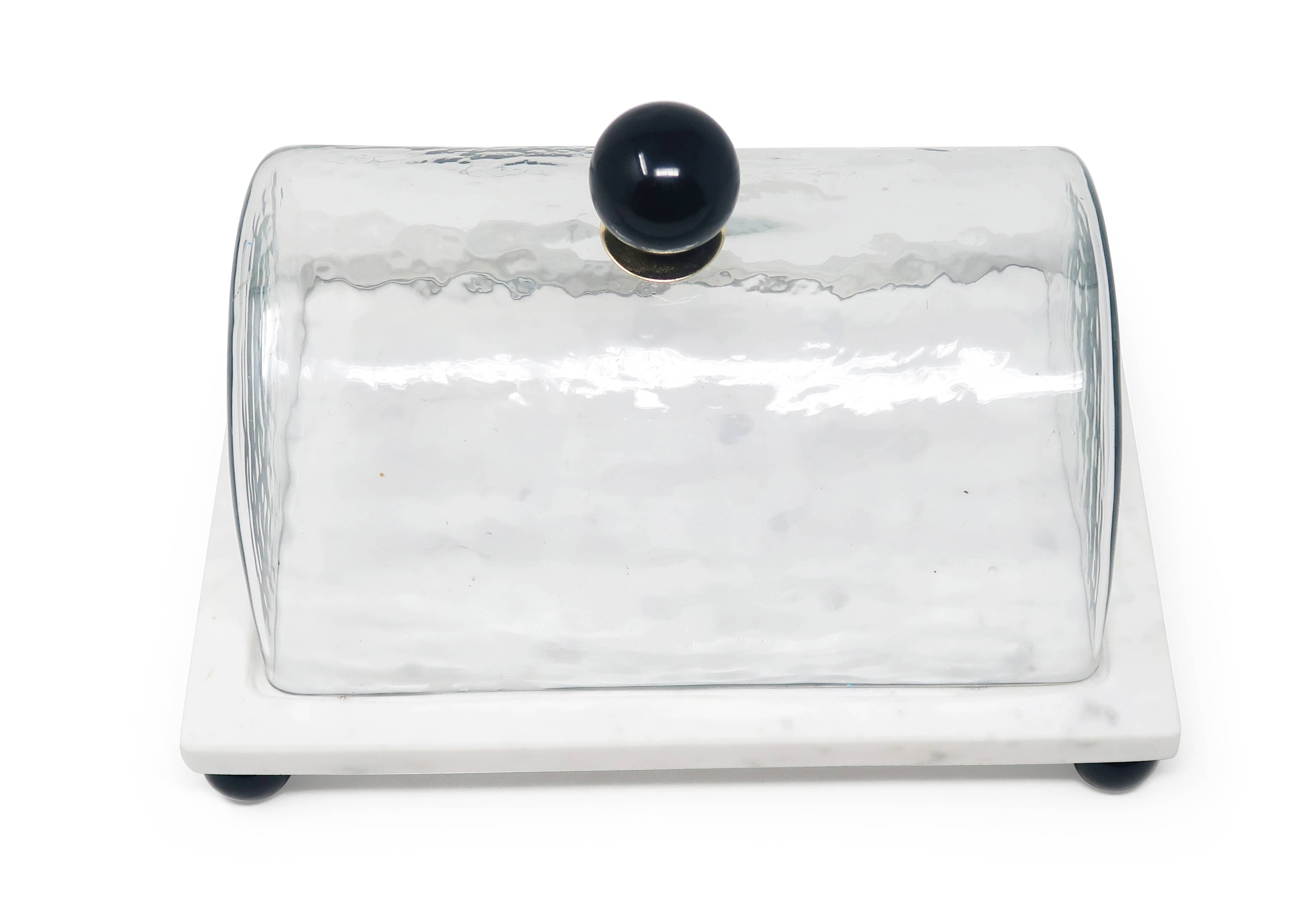 CLASSIC TOUCH DECOR INC. - Wholesale Cake Stand - Marble Cake Plater with Glass Cover and Ball Knob - 10.4"L8
