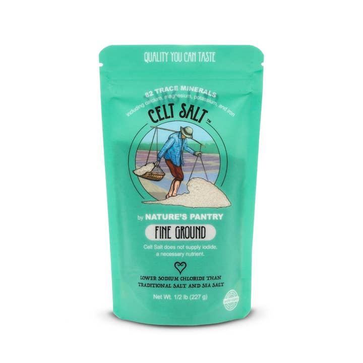 Celt Salt By Nature's Pantry - Wholesale Salt - Celtic Sea Salt, Fine Ground - 1/2 lb (8 oz) Resealable Bag