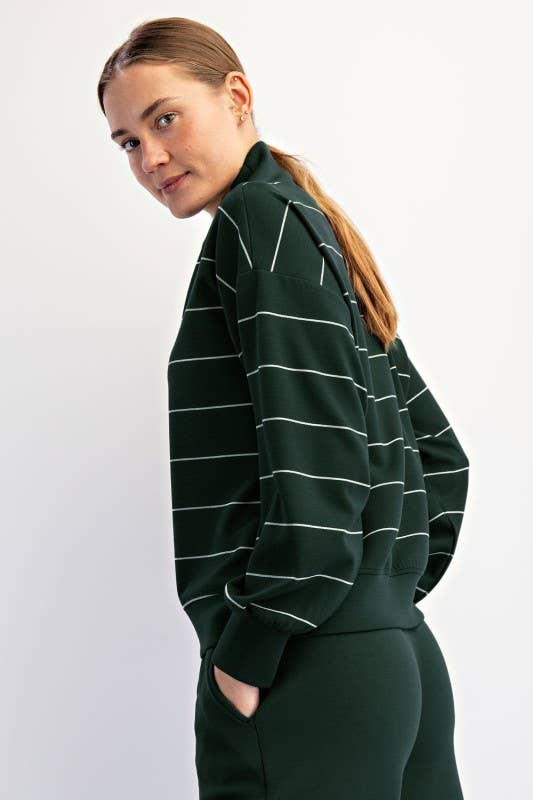 Sunday Morning - Wholesale Jacket - Women's - J0332PL37 PLUS STRIPE V-NECK MODAL POLY SPAN SCUBA JACKET 9