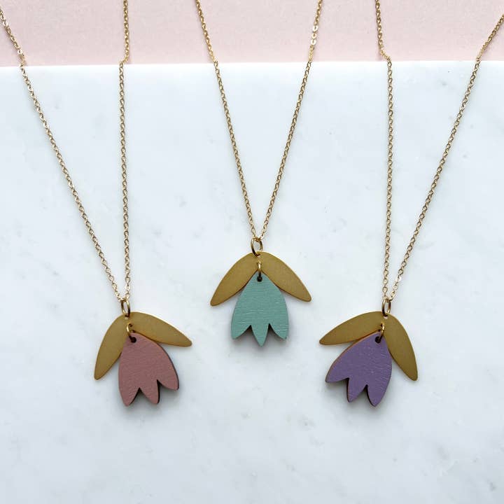 Colourful Flower Tulip Necklace - 8 colours for wholesale by MicaPeet