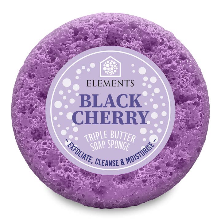 Black Cherry Exfoliating Soap Sponge – Handmade UK for wholesale by Elements of Fragrance