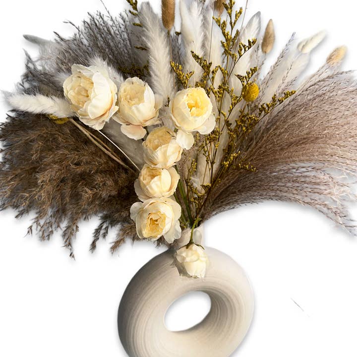 Lu home - Wholesale Dried/Pressed Flowers - Lu home Bundle - Faux Rose Floral Arrangement w/ Vase7