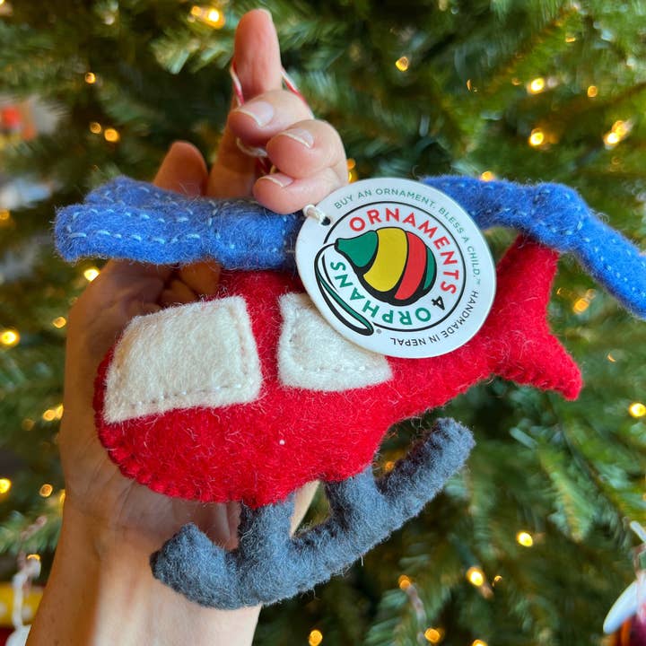 Ornaments 4 Orphans - Wholesale Ornament - Helicopter Felt Wool Christmas Ornament