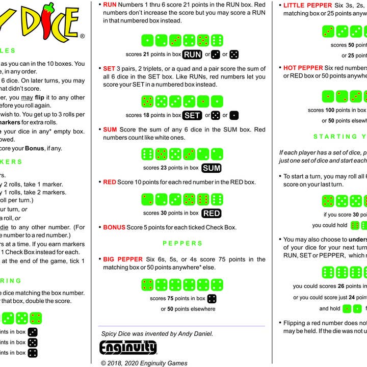 Enginuity Games - Wholesale Dice - Spicy Dice Main Game 12-piece assorted display4