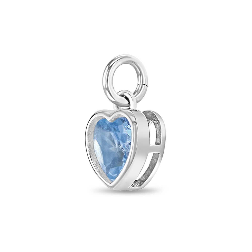 In Season Jewelry – wholesale Individual charm/pendant – Birthstone Heart Charm for Charm Bracelet - Sterling Silver8