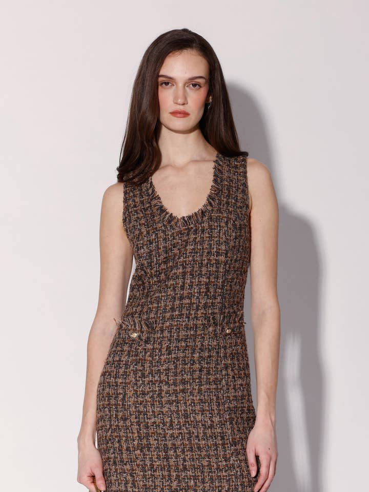 Taylor Dress, Chocolate Tweed for wholesale by Walter Baker