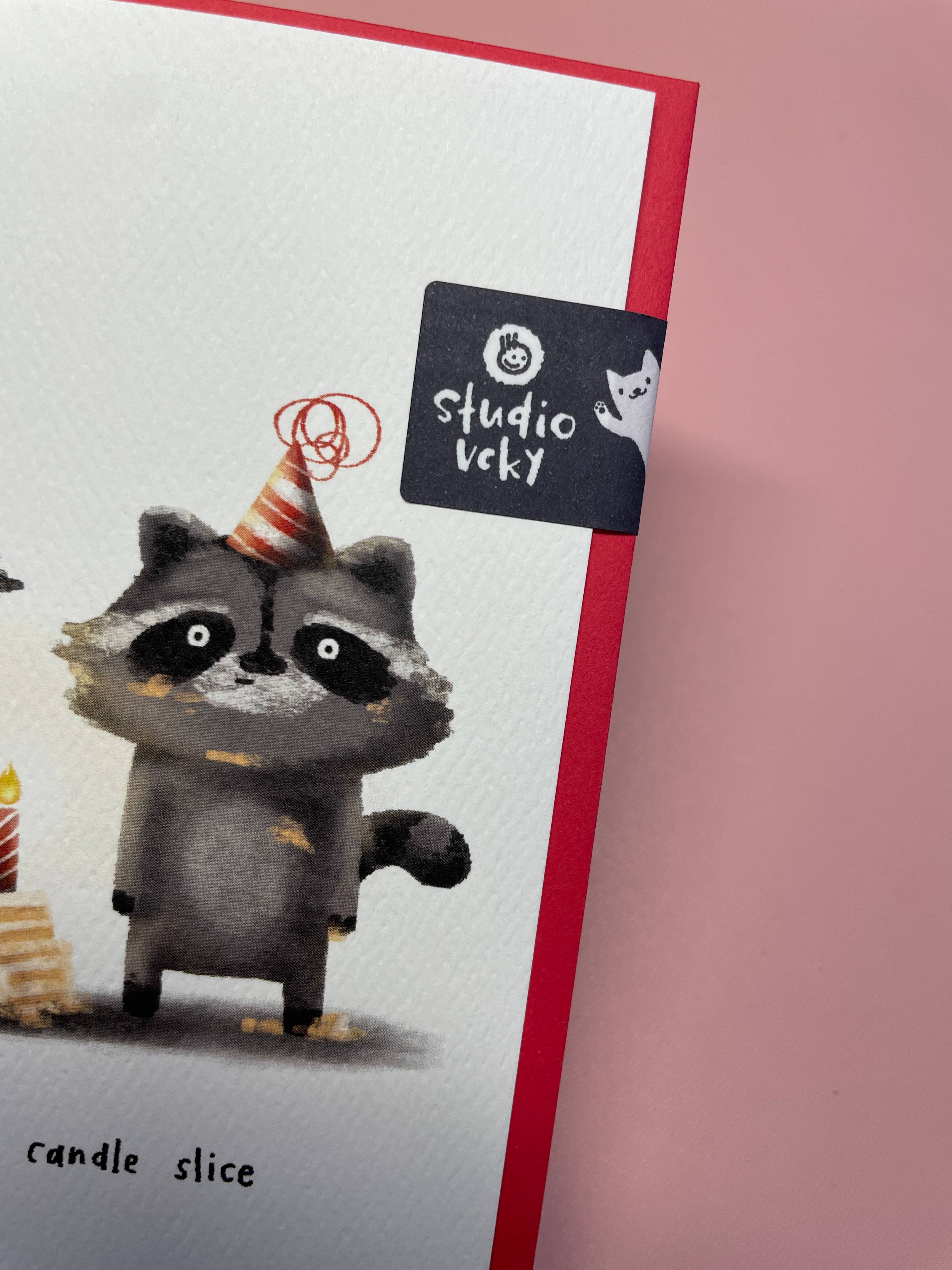 studio vcky - Wholesale Birthday Card - Greeting Card - Raccoon Cake1