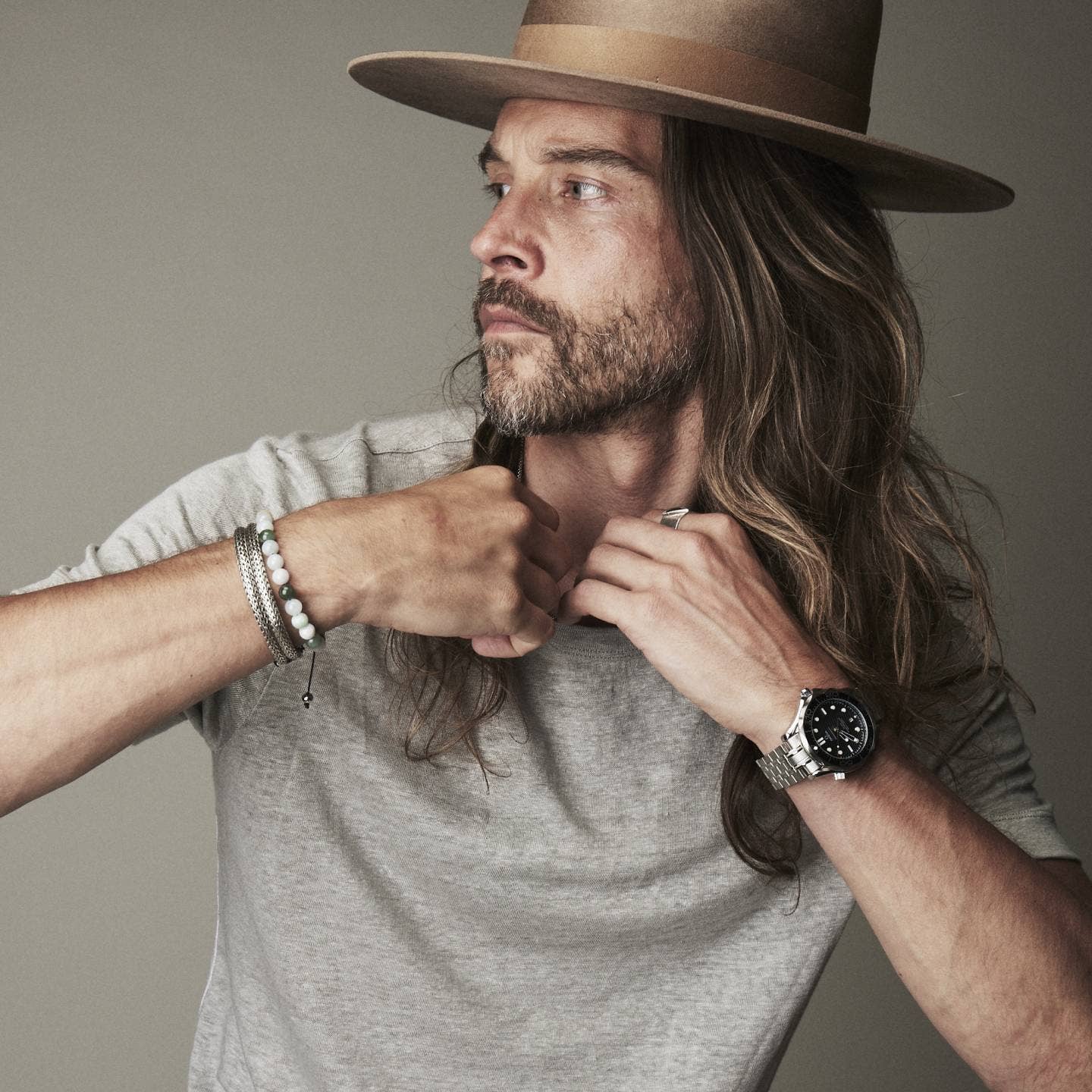 Bhoma - Mens Designer Jewelry - Wholesale Jewelry - Men's - Monday Stack: Mens Jade Beaded Bracelet & Sterling Silver Chain2