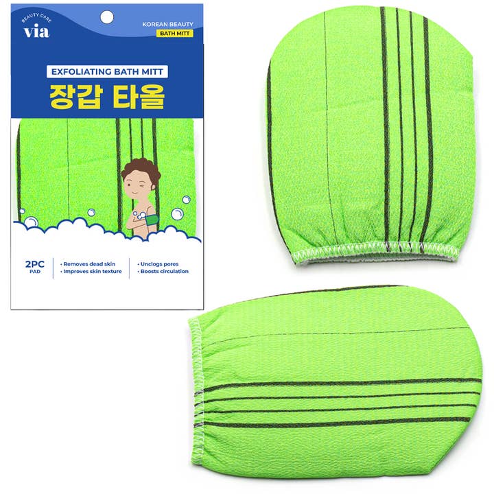 Via Beauty Exfoliating Bath Mitt Pad Glove - 2pc for wholesale by Nature Republic K-beauty