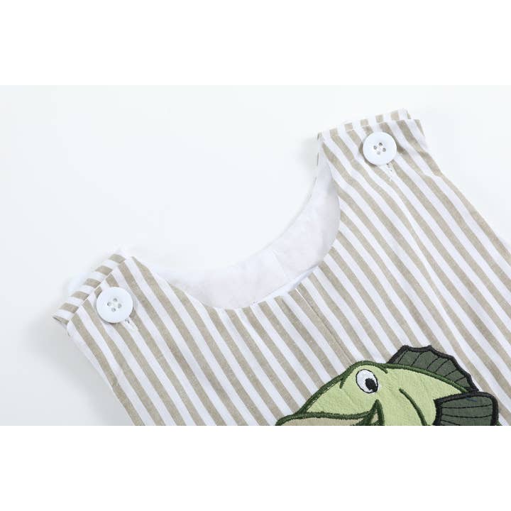Lil Cactus - Wholesale Overalls - Baby - Big Mouth Bass Khaki Shortalls