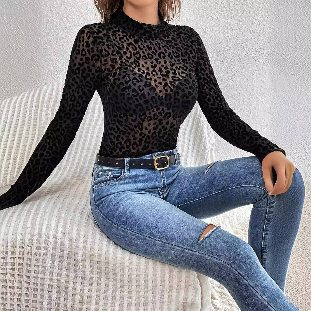 Black Women's Sexy Suspender Skirt Mesh Stand-Up Collar Bra Top for wholesale on Faire0