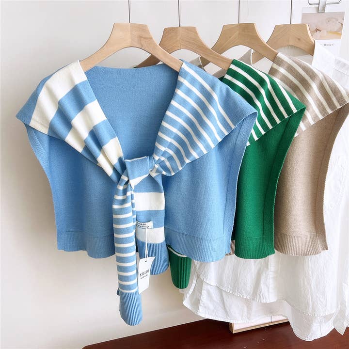 ACCITY - Wholesale Scarf - Women's - Striped Knit Shawl – Neck & Shoulder Wrap_CWASC0843