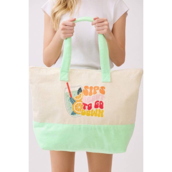 CC Wholesale Clothing - Wholesale Tote Bag - Women's - Sips About To Go Down Terry Tote8