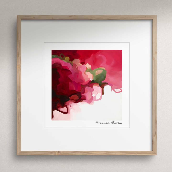 Peinture abstraite rouge rubis | Impression d'art abstrait pour la vente par Susannah Bleasby Art