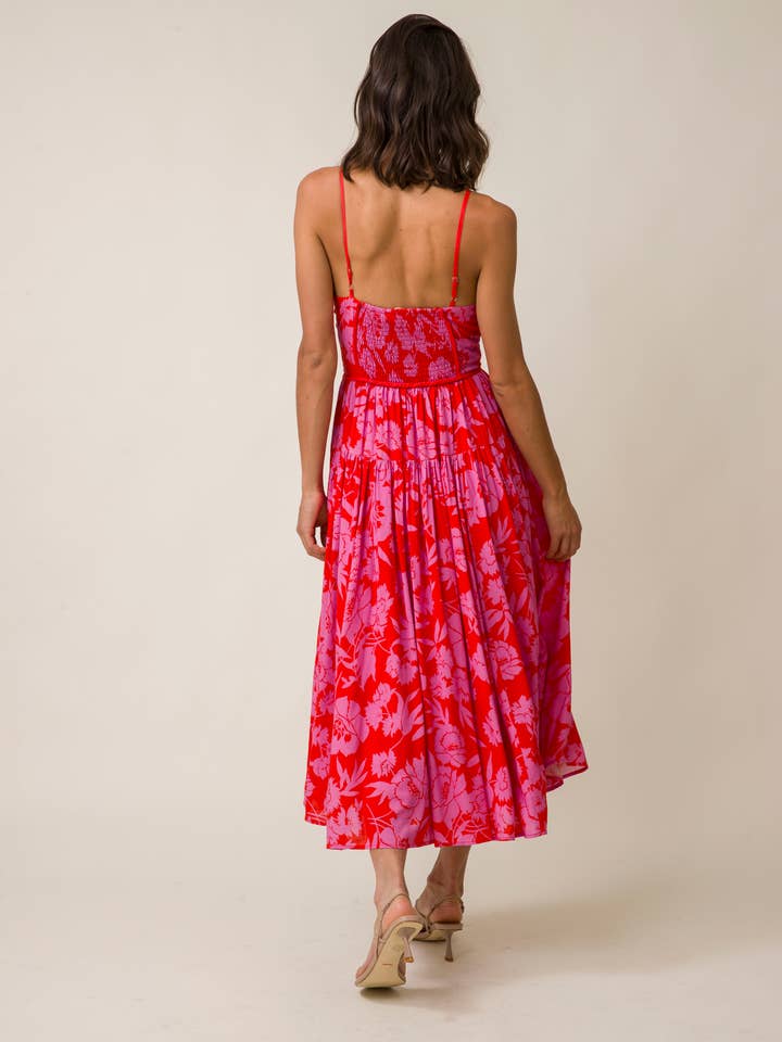 Pink Red JENNIE MIDI DRESS for wholesale on Faire