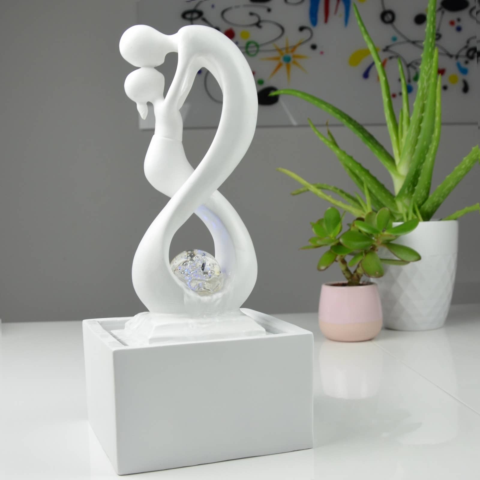 Zen'Arôme - Vente Décorations de table - Fontaine d'Intérieur Moderne Amor Blanc Idée Cadeau8