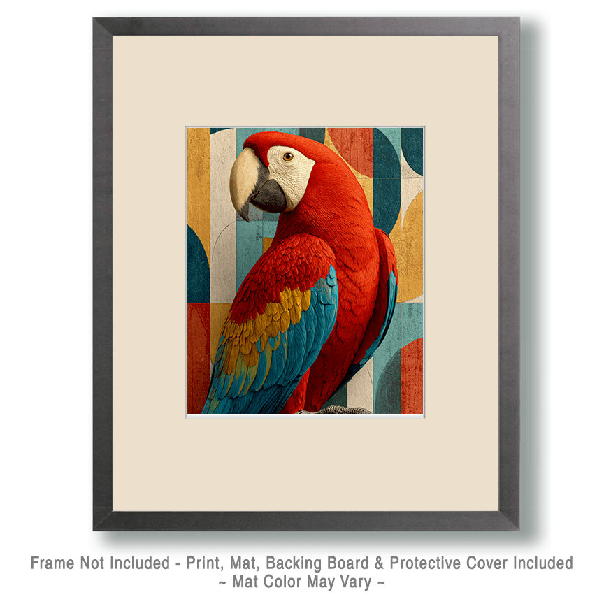 Mowbi – Impressão artística por atacado – Arara Pop Art - Animais do Zoo - Impressão Artística de Vida Selvagem Biofílica - Obra de Arte 8"x10" para Moldura 11"x14"1